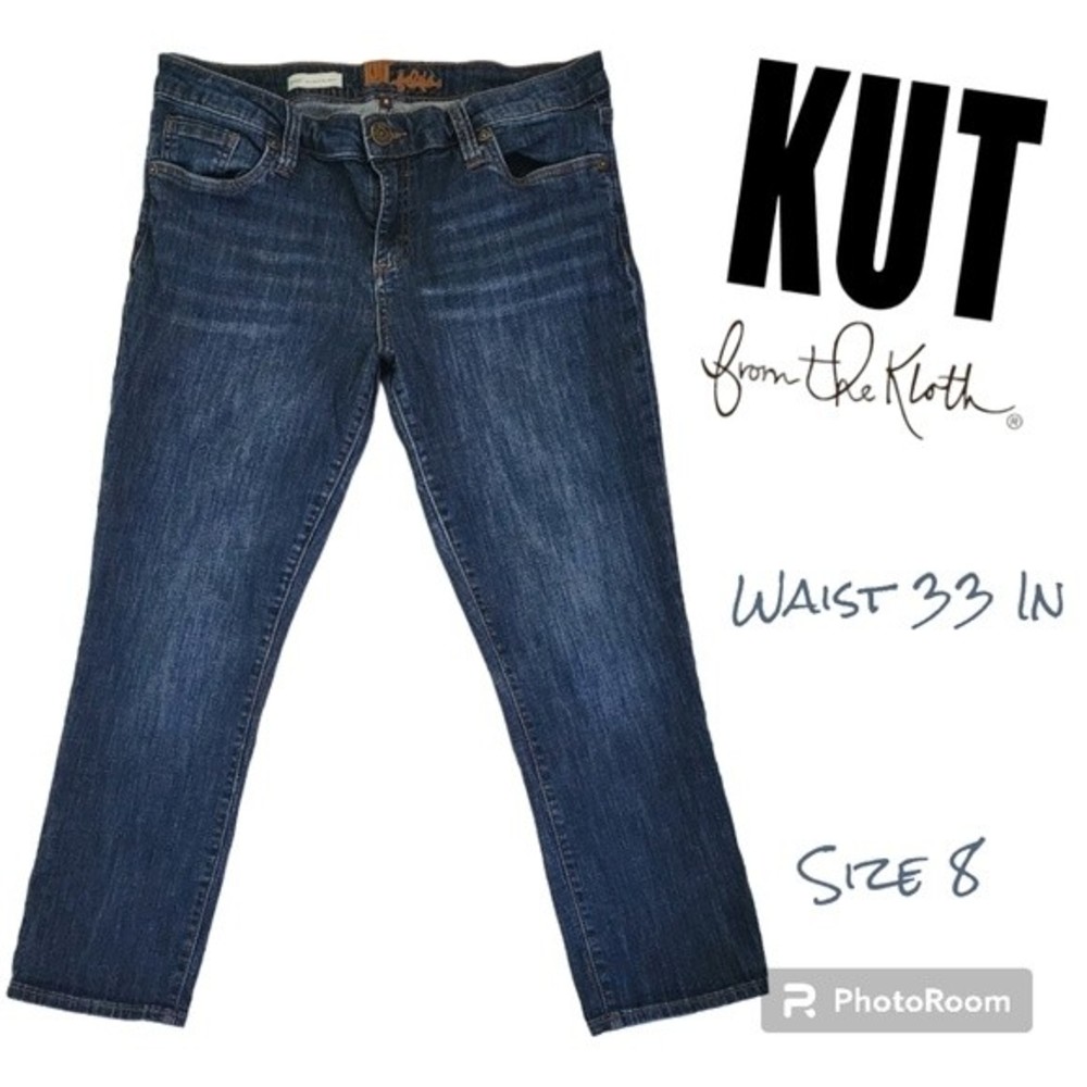 Kut from the Kloth Ankle Crop Designer Womens Dark Wash Blue Denim Jeans